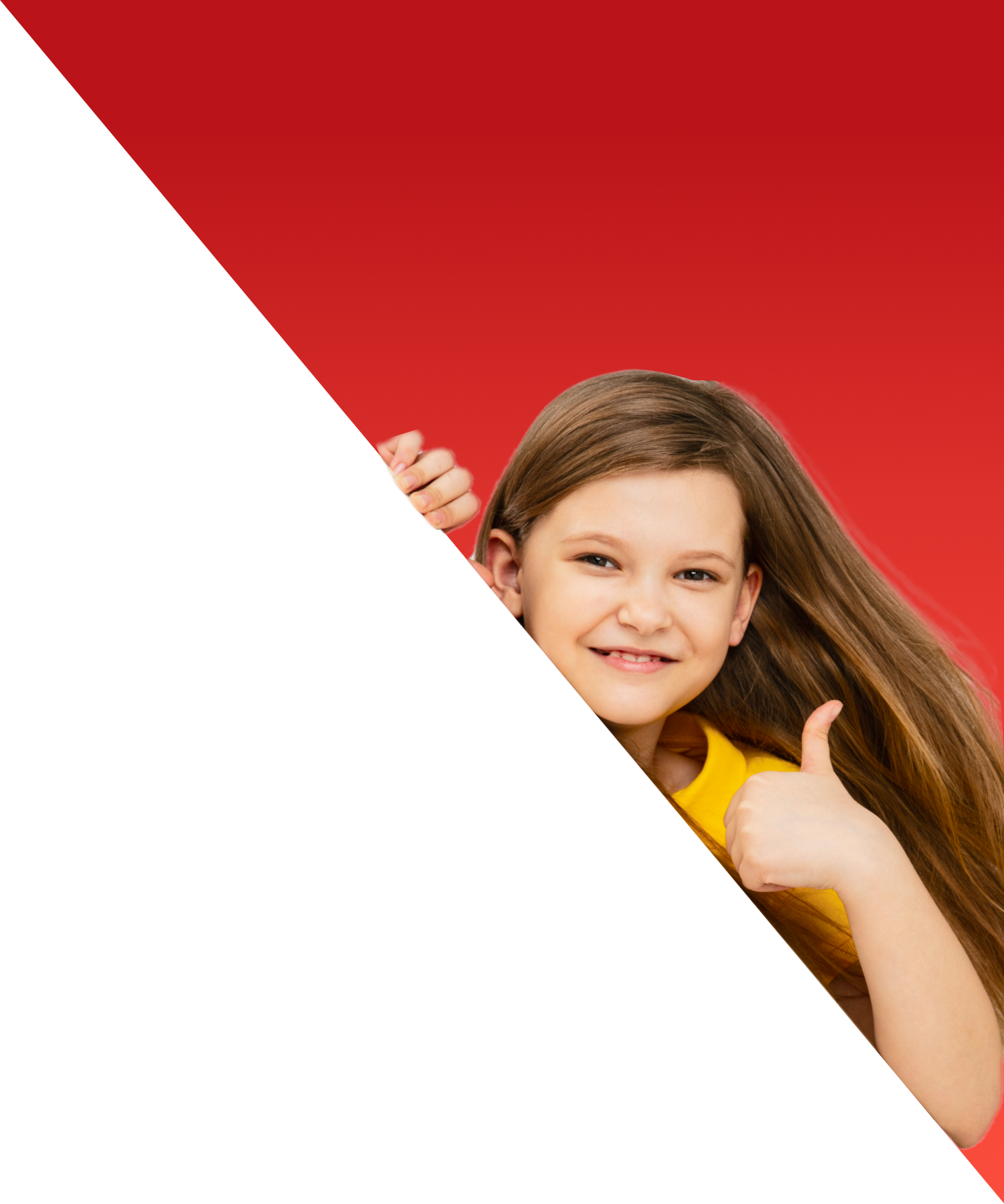 Niña alegre en fondo triangular