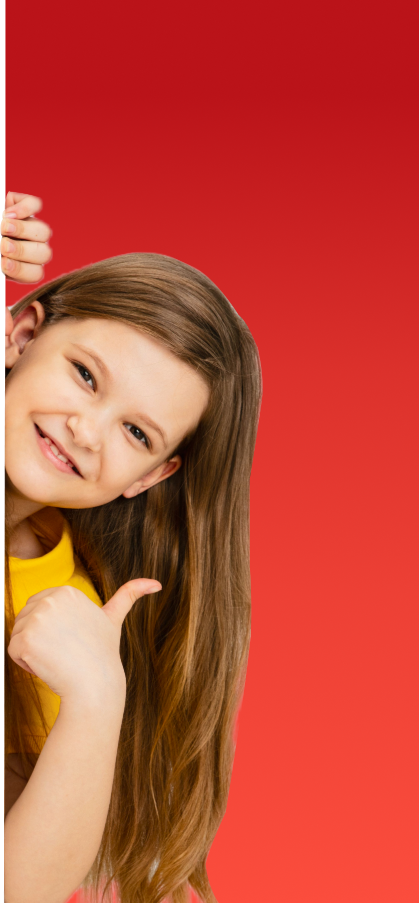 Niña alegre en fondo rectangular